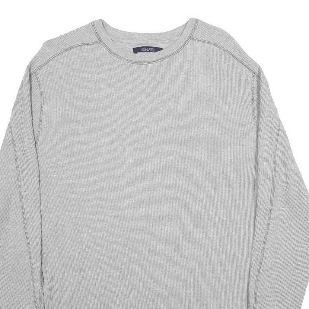 TOMMY HILFIGER Mens Grey Plain Cotton Blend Jumper Crew Neck Basic Knit M