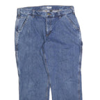 CARHARTT Mens Loose Blue Denim Jeans W34 L28 Workwear Heavy Cotton Blend Zip