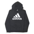 ADIDAS Boys Black Hoodie 12-13Y Cotton Blend Sportswear Sweatshirt