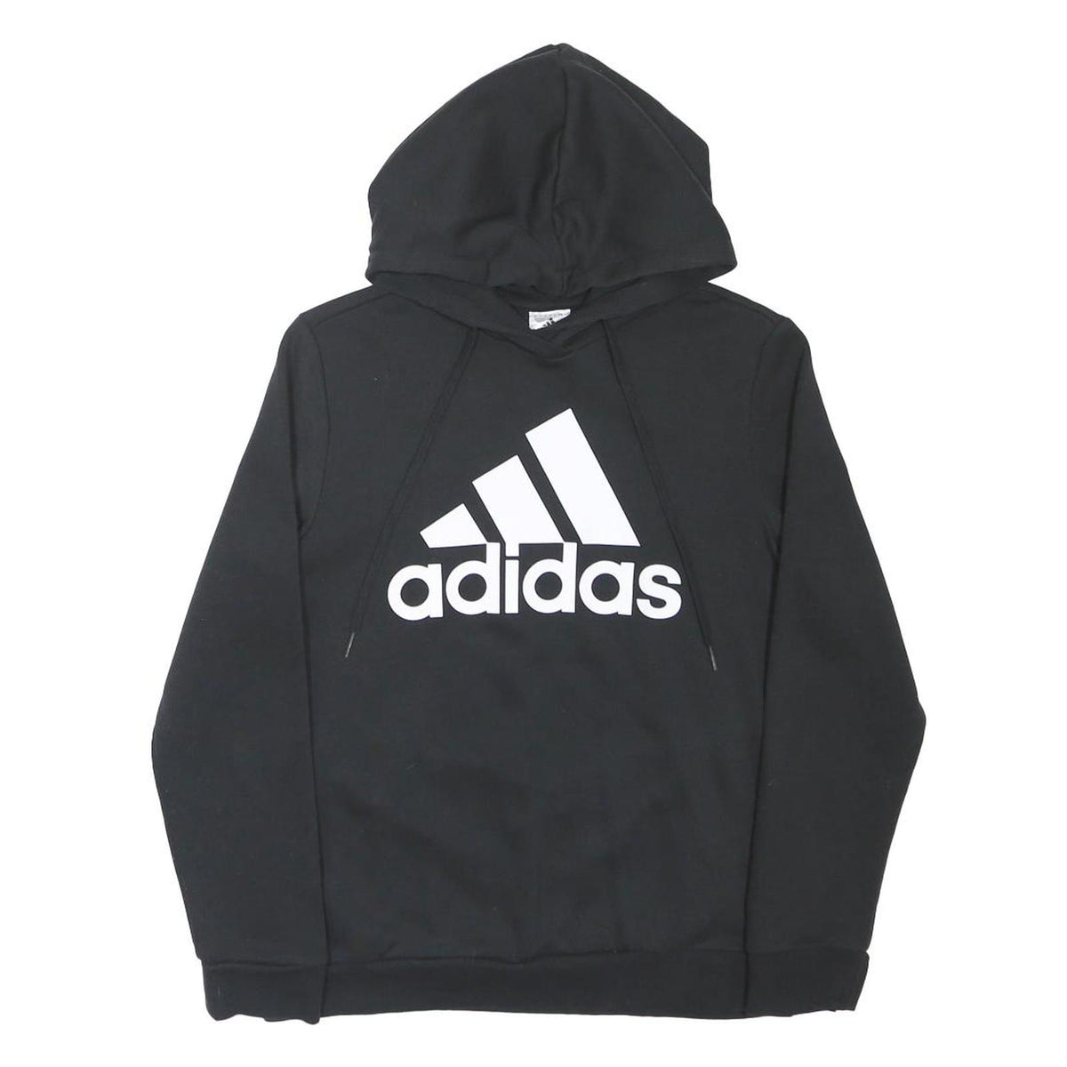 ADIDAS Boys Black Hoodie 12-13Y Cotton Blend Sportswear Sweatshirt