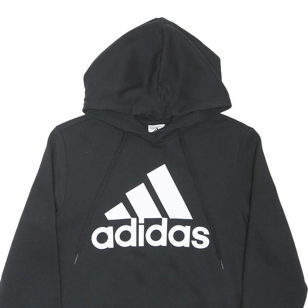 ADIDAS Boys Black Hoodie 12-13Y Cotton Blend Sportswear Sweatshirt