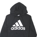 ADIDAS Boys Black Hoodie 12-13Y Cotton Blend Sportswear Sweatshirt