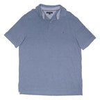 TOMMY HILFIGER Mens Blue Short Sleeve Plain Polo Shirt XL Cotton Blend