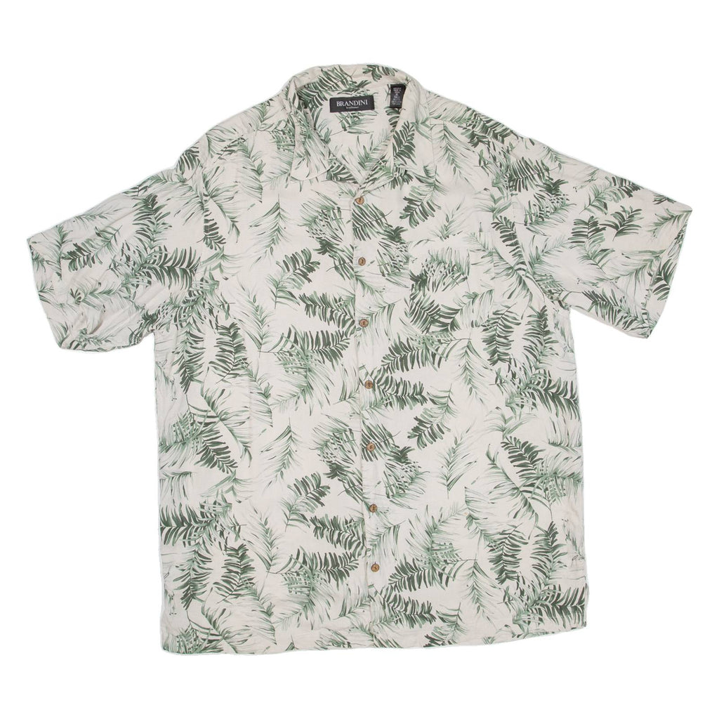 BRANDINI Tall Mens Hawaiian Shirt Green Floral XL