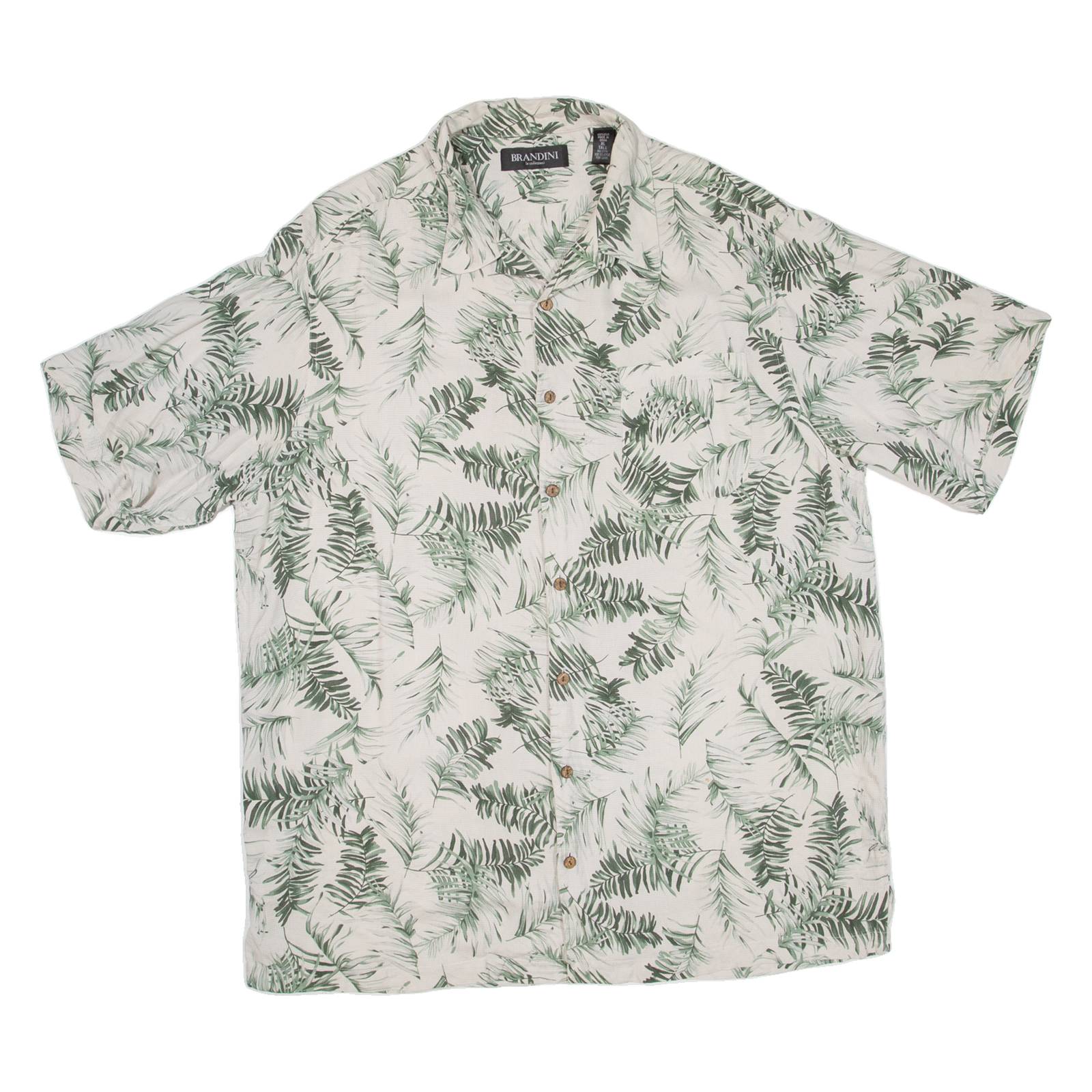 BRANDINI Tall Mens Hawaiian Shirt Green Floral XL