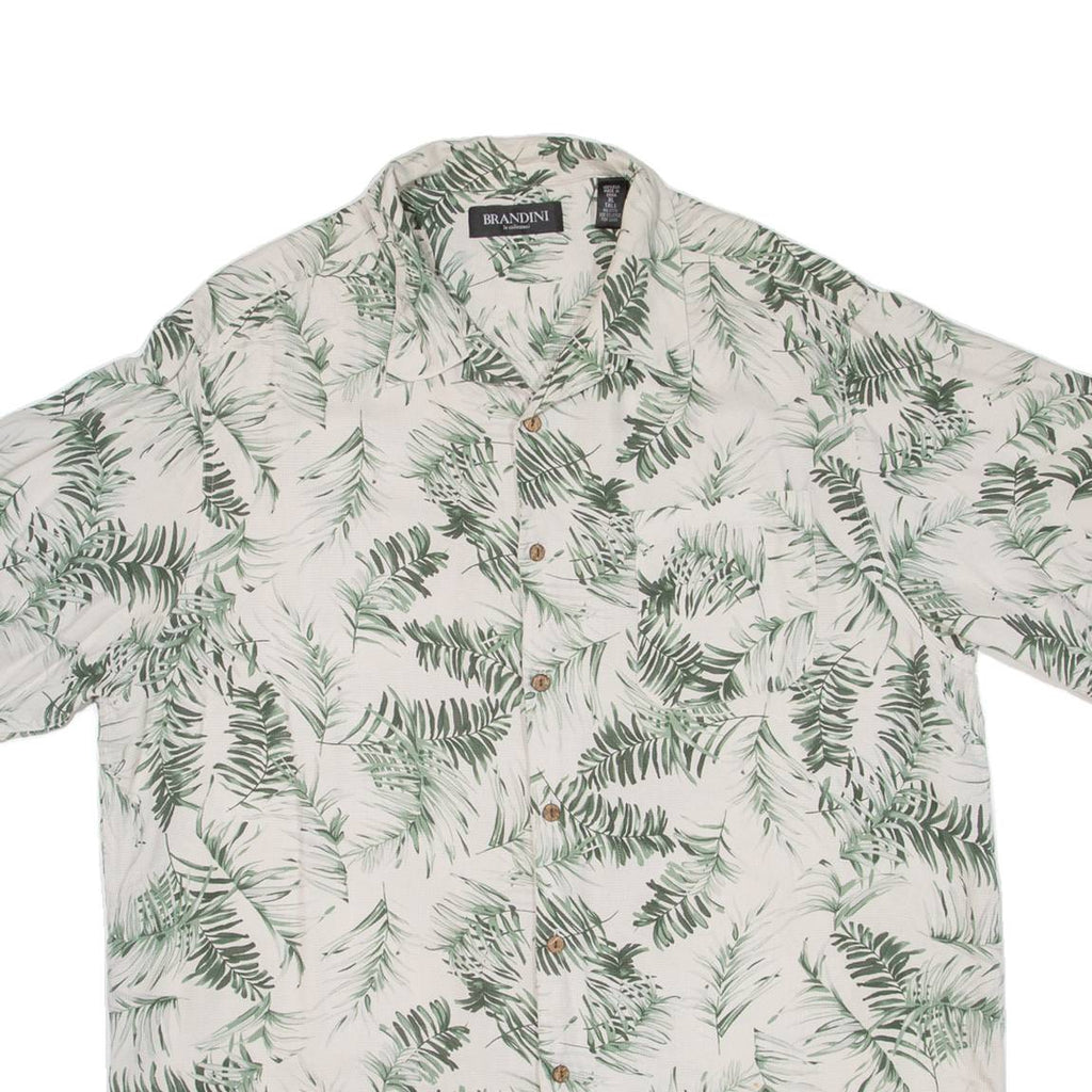 BRANDINI Tall Mens Hawaiian Shirt Green Floral XL