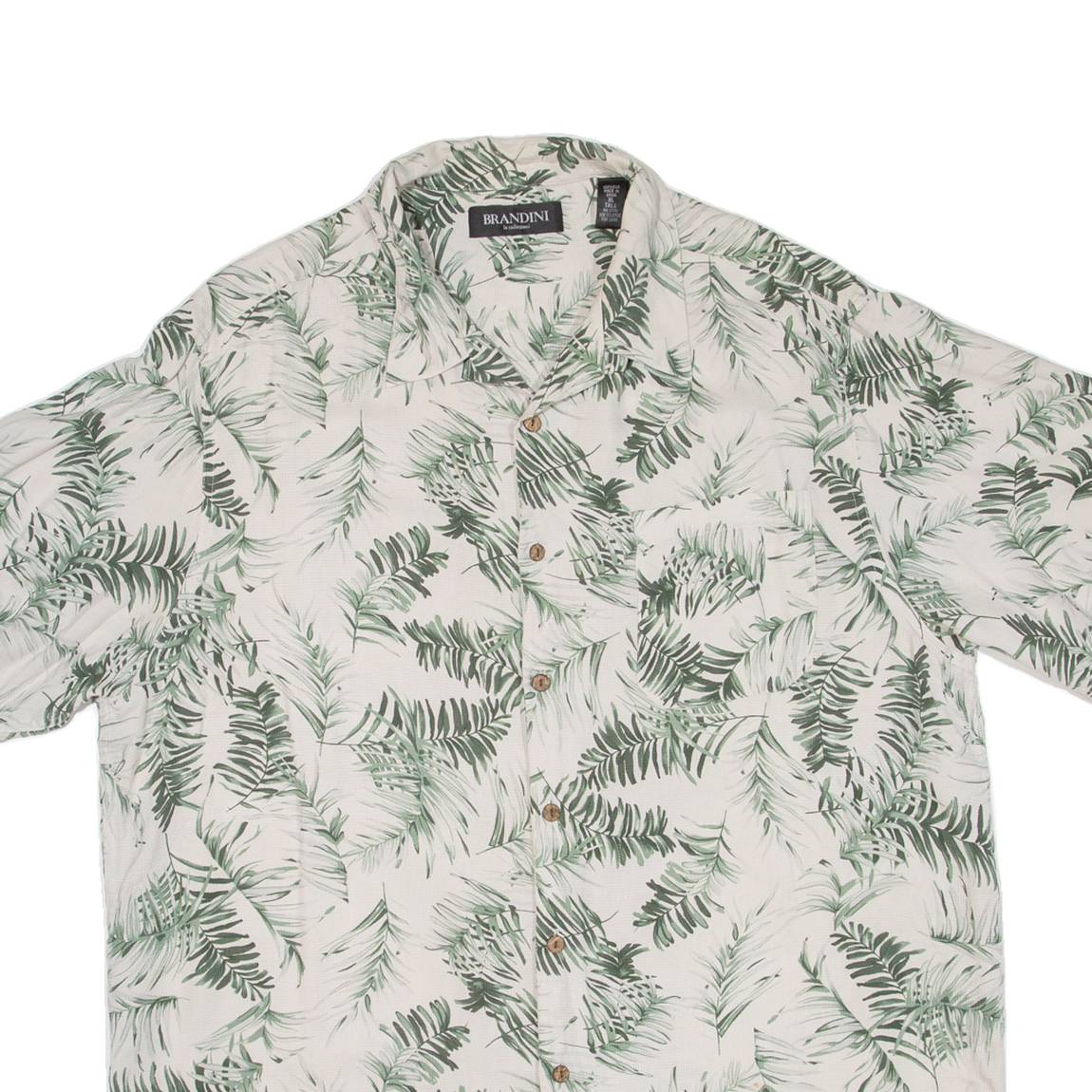 BRANDINI Tall Mens Hawaiian Shirt Green Floral XL