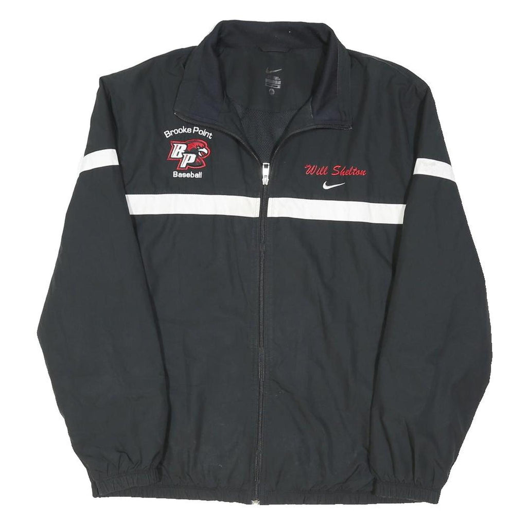 NIKE Mens Black & White Baseball Team Jacket XL Polyester Blend Zip Sportswear