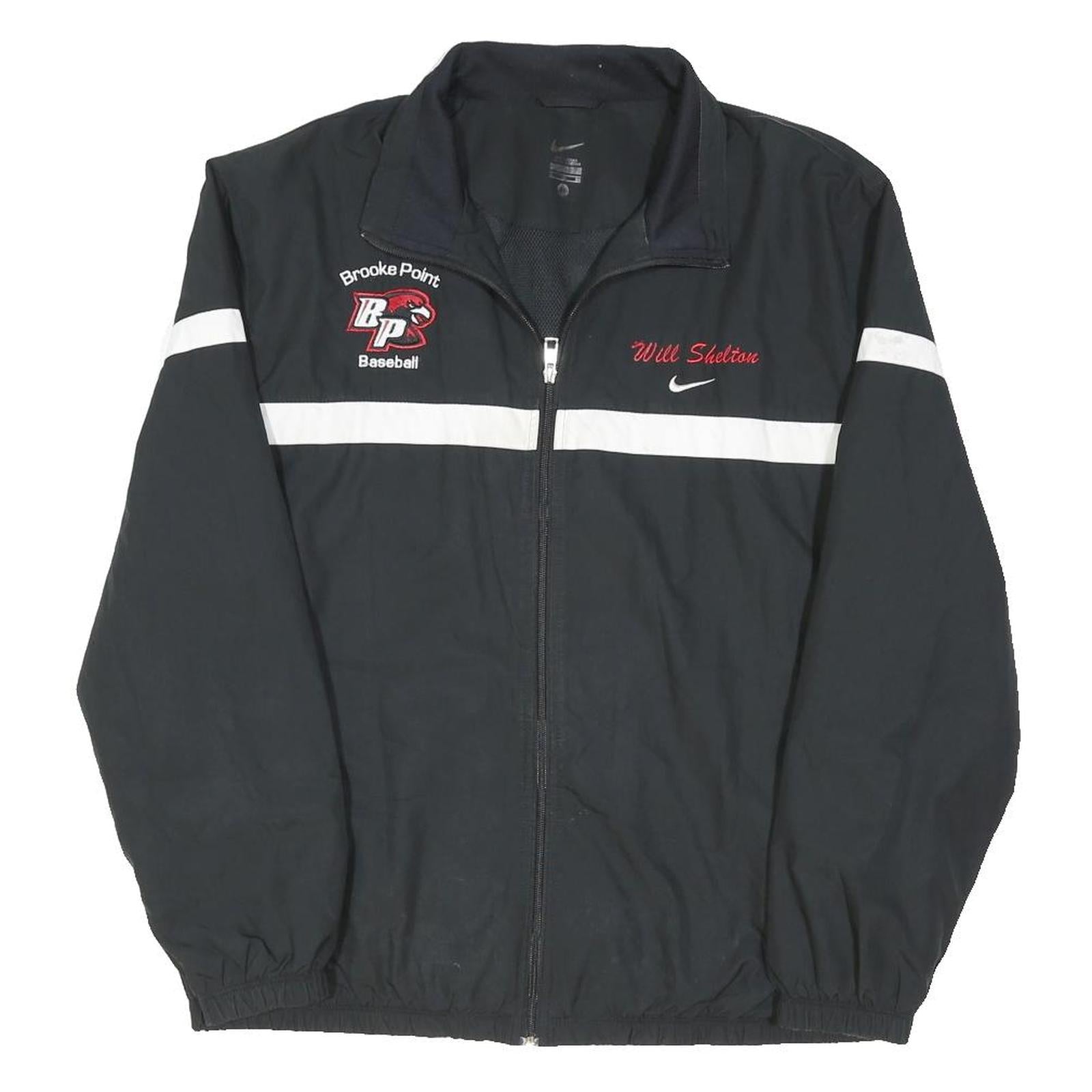NIKE Mens Black & White Baseball Team Jacket XL Polyester Blend Zip Sportswear