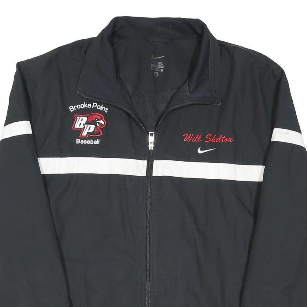 NIKE Mens Black & White Baseball Team Jacket XL Polyester Blend Zip Sportswear