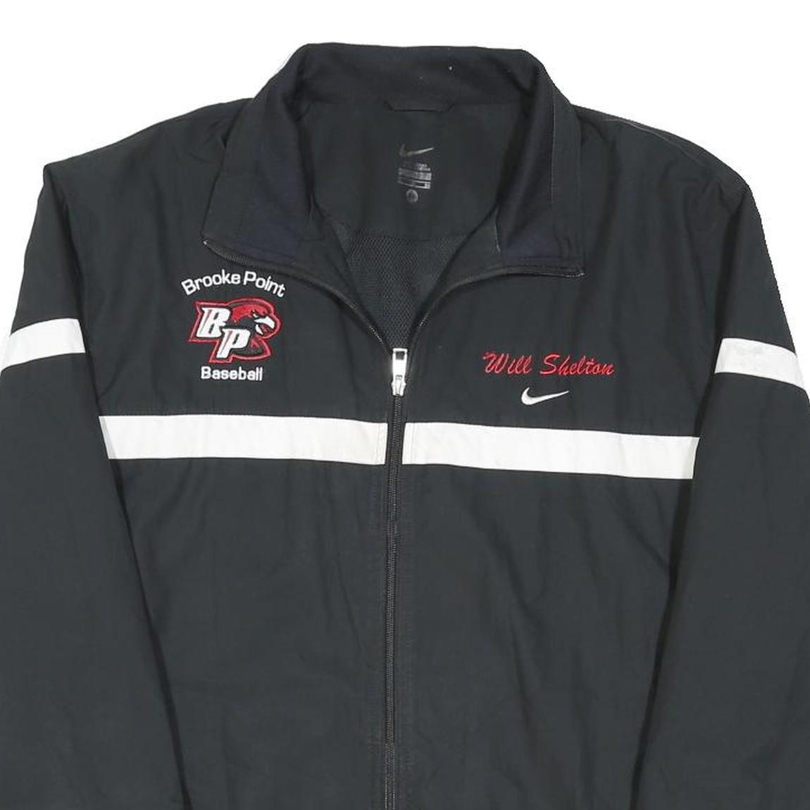 NIKE Mens Black & White Baseball Team Jacket XL Polyester Blend Zip Sportswear