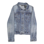 DKNY Womens Blue Denim Button Cotton Classic Jacket L Jeans Vintage Style