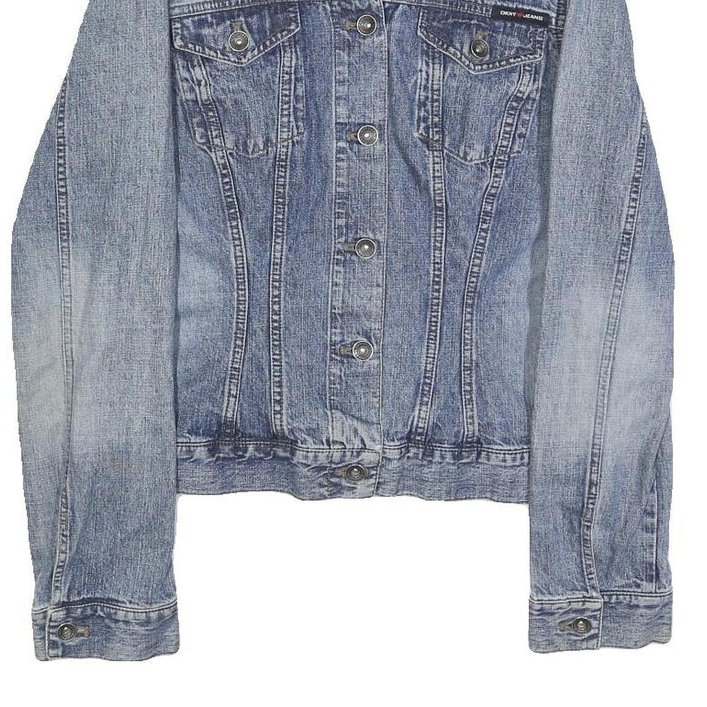 DKNY Womens Blue Denim Button Cotton Classic Jacket L Jeans Vintage Style