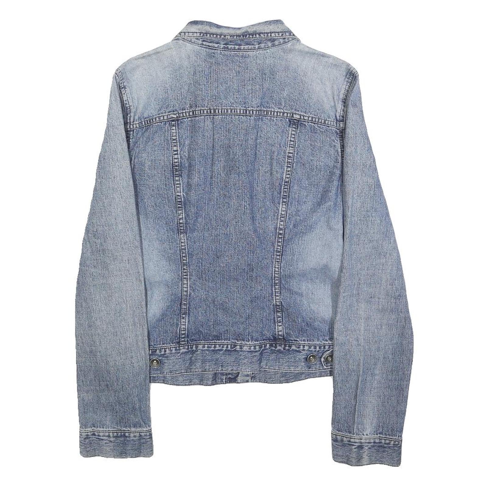 DKNY Womens Blue Denim Button Cotton Classic Jacket L Jeans Vintage Style