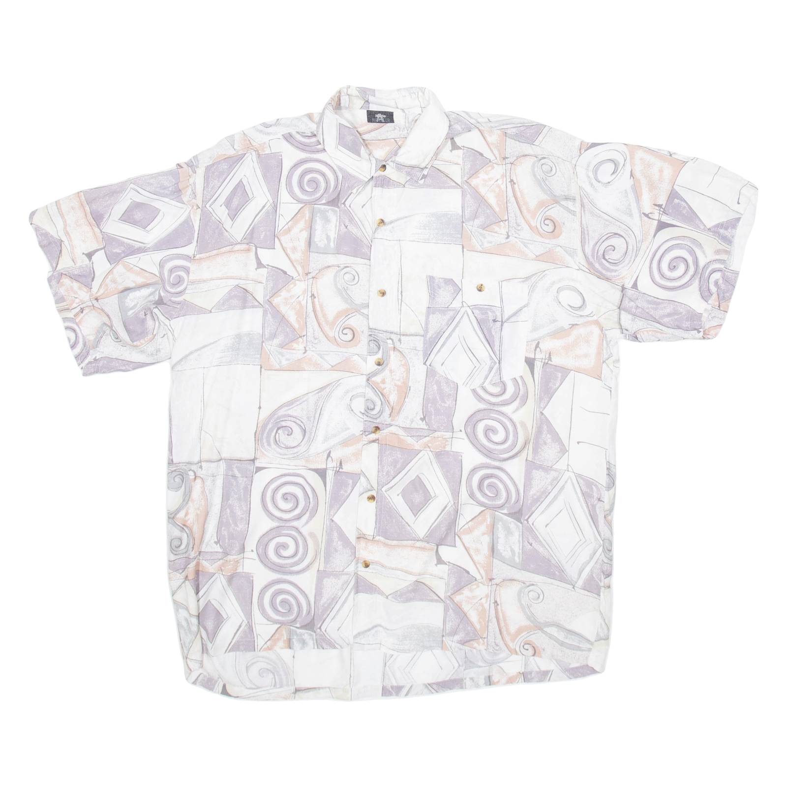 MODE MONSTER Mens Shirt Grey Crazy Pattern L
