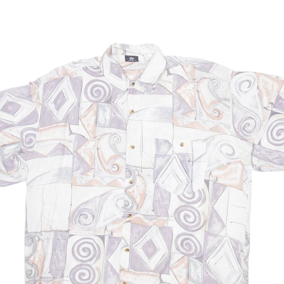 MODE MONSTER Mens Shirt Grey Crazy Pattern L