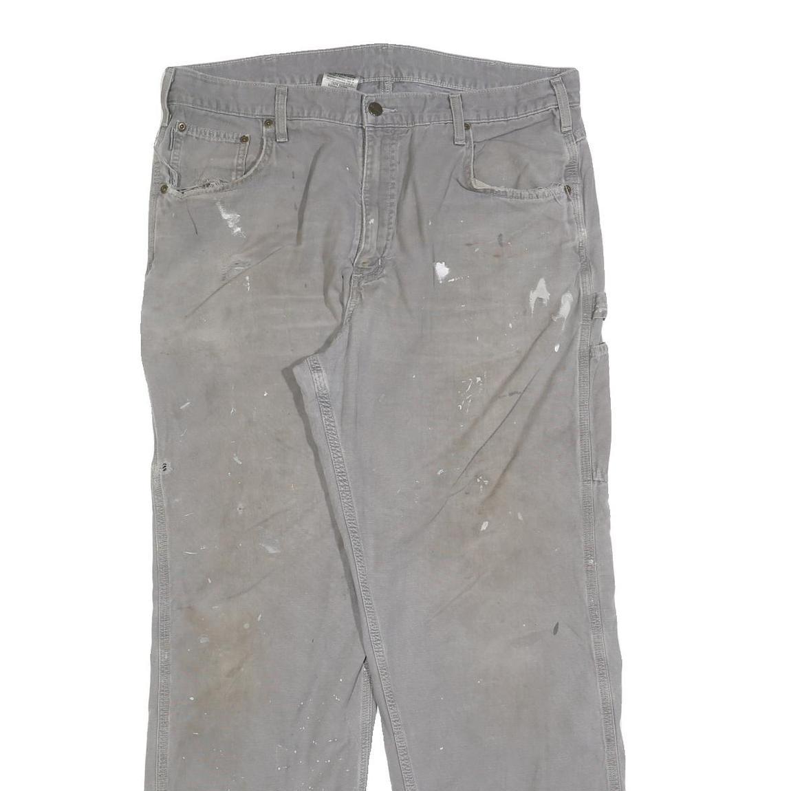 CARHARTT Mens Cotton Blend Grey Relaxed Straight Trousers W38 L34 Workwear
