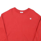 CHAMPION Womens Red Crew Neck L Sweatshirt Cotton Blend Logo Casual Pullover