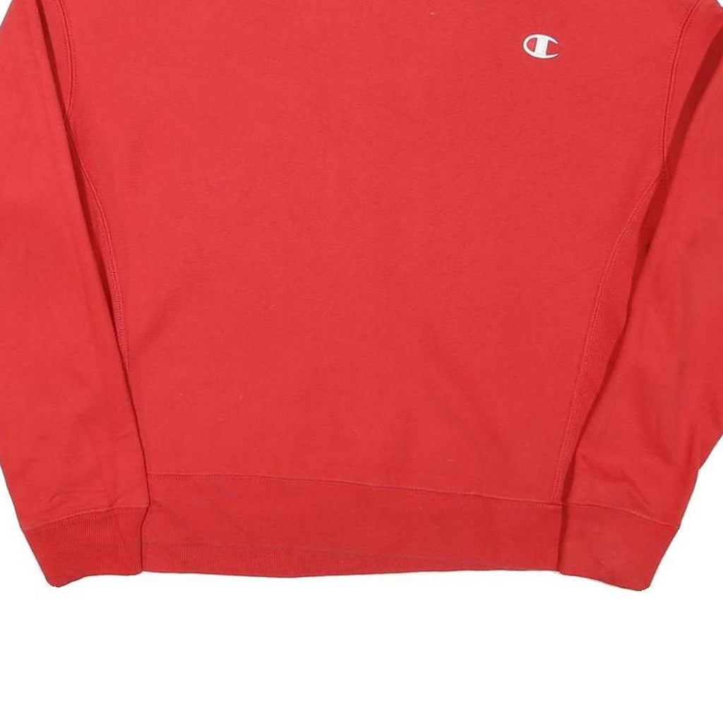 CHAMPION Womens Red Crew Neck L Sweatshirt Cotton Blend Logo Casual Pullover