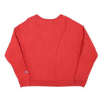 CHAMPION Womens Red Crew Neck L Sweatshirt Cotton Blend Logo Casual Pullover