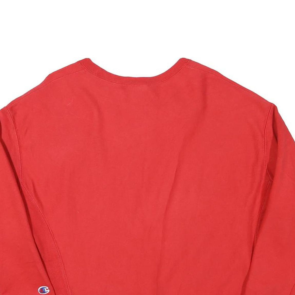 CHAMPION Womens Red Crew Neck L Sweatshirt Cotton Blend Logo Casual Pullover