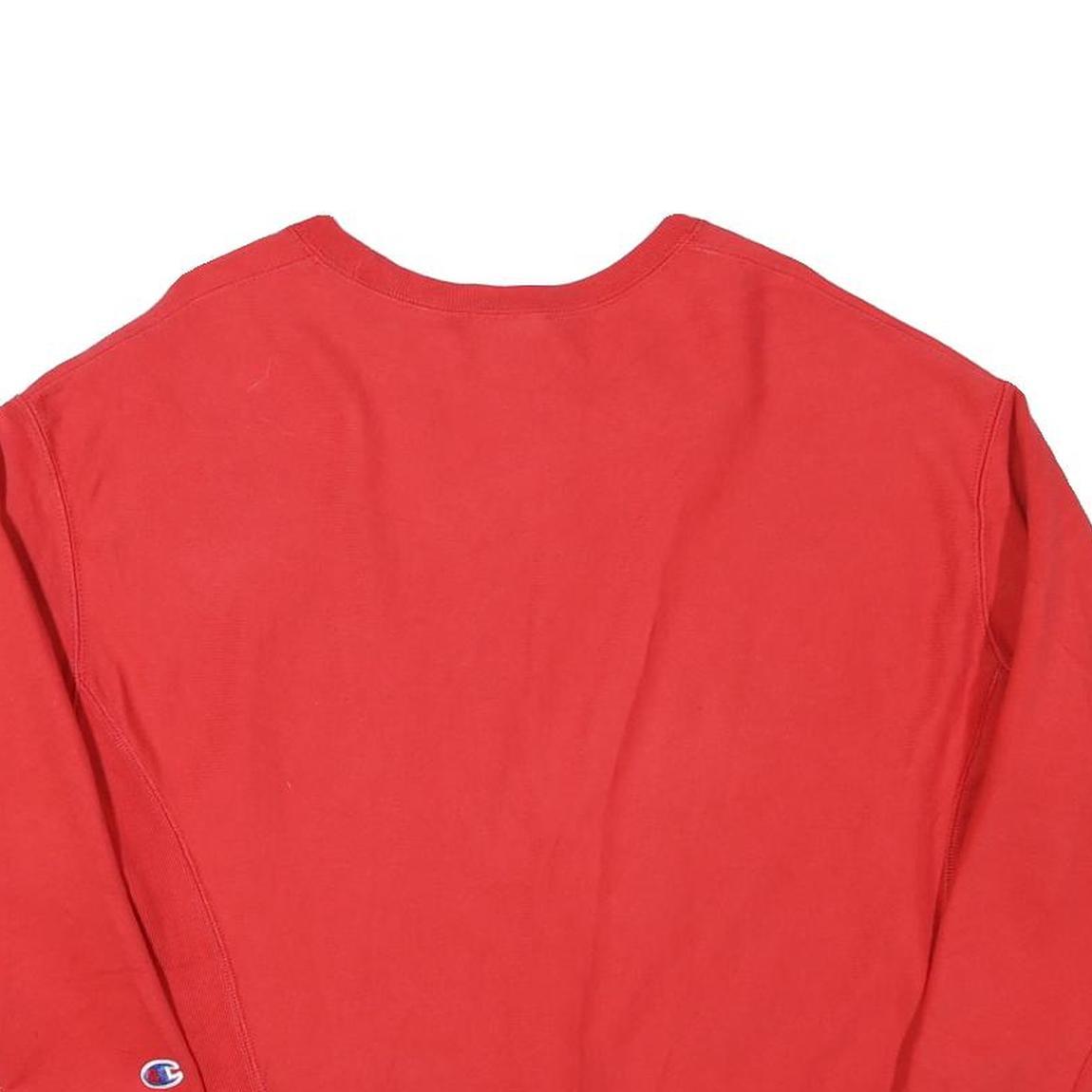 CHAMPION Womens Red Crew Neck L Sweatshirt Cotton Blend Logo Casual Pullover