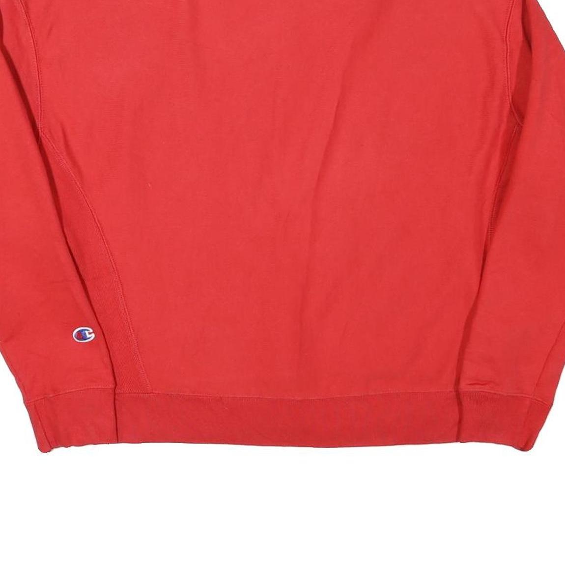 CHAMPION Womens Red Crew Neck L Sweatshirt Cotton Blend Logo Casual Pullover