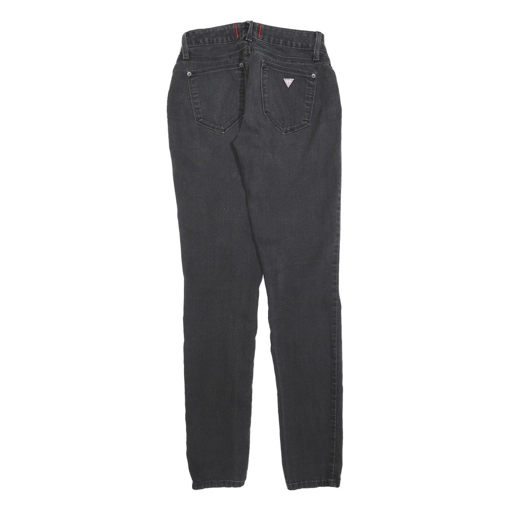 GUESS Womens Slim Black Denim Slim Fit Jeans W26 L32 Zip Pocket Design