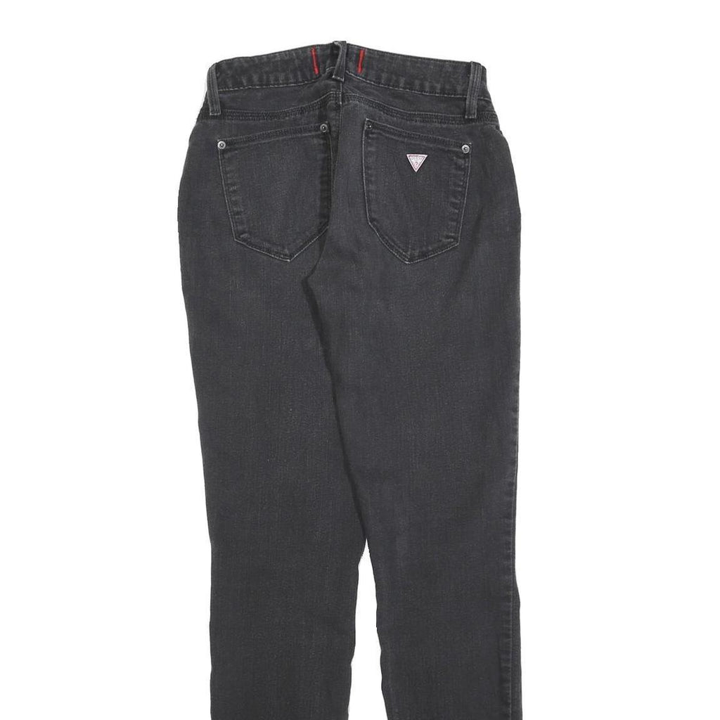 GUESS Womens Slim Black Denim Slim Fit Jeans W26 L32 Zip Pocket Design