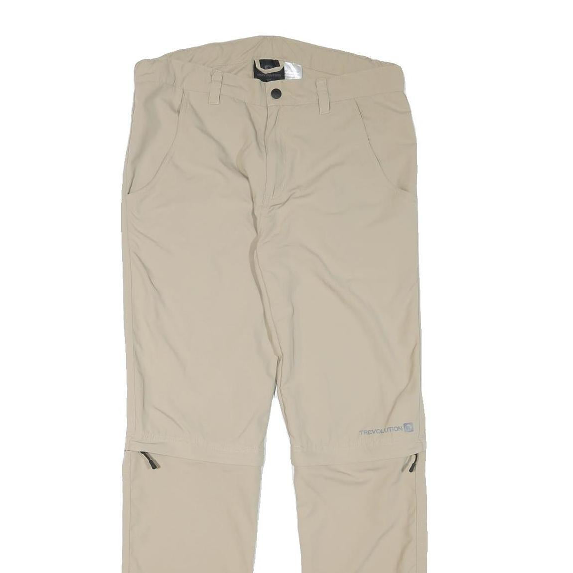 TREVOLUTION Mens Polyester Blend Beige Regular Zip Regular Fit Straight Leg