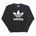 ADIDAS Womens Black Cotton Blend Crew Neck UK 8 Sweatshirt Logo Print