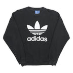 ADIDAS Womens Black Cotton Blend Crew Neck UK 8 Sweatshirt Logo Print