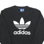 ADIDAS Womens Black Cotton Blend Crew Neck UK 8 Sweatshirt Logo Print