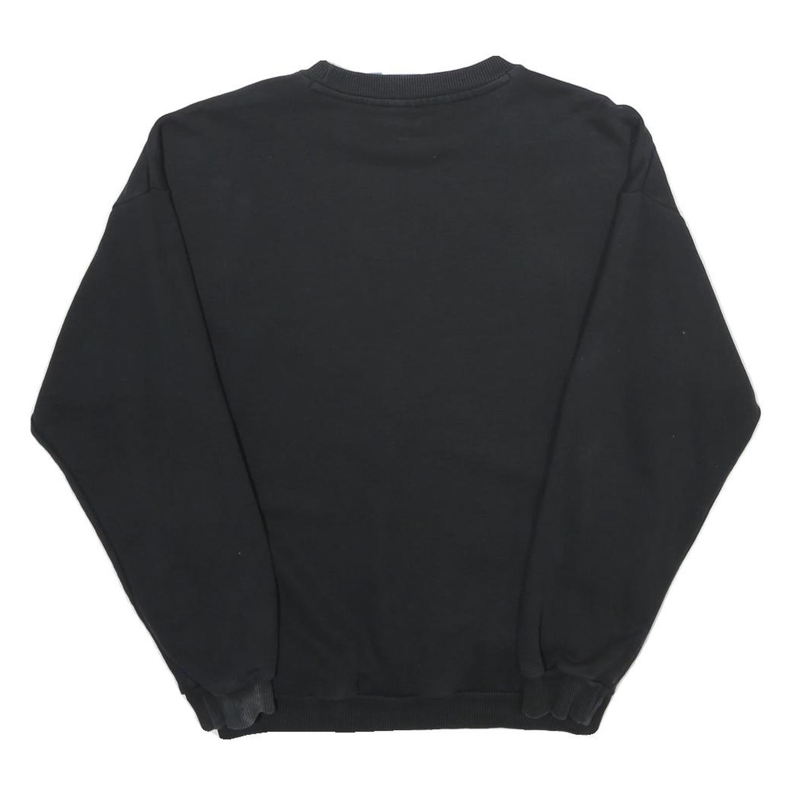ADIDAS Womens Black Cotton Blend Crew Neck UK 8 Sweatshirt Logo Print