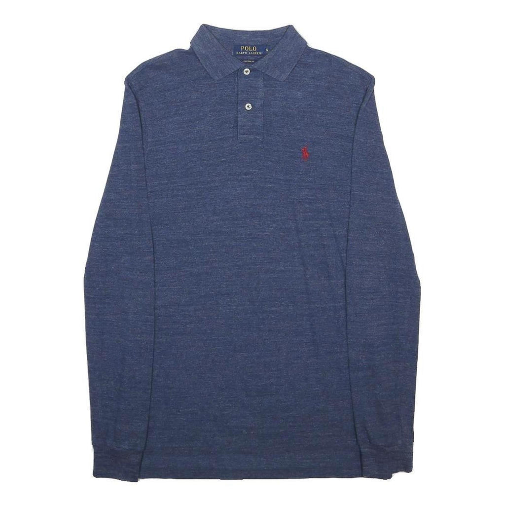 POLO RALPH LAUREN Mens Blue Long Sleeve Plain S Cotton Blend Polo Shirt