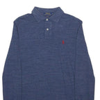 POLO RALPH LAUREN Mens Blue Long Sleeve Plain S Cotton Blend Polo Shirt