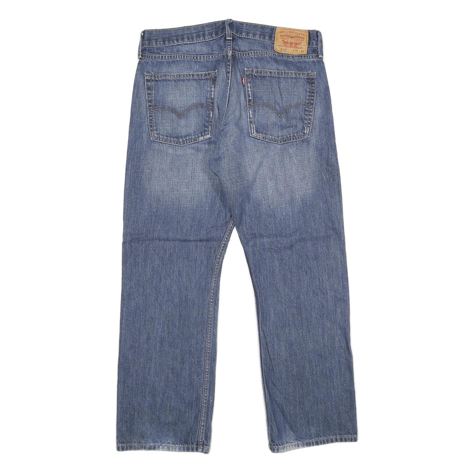 LEVI'S 514 Classic Mens Jeans Blue Regular Straight Denim Medium W36 L32 Zip