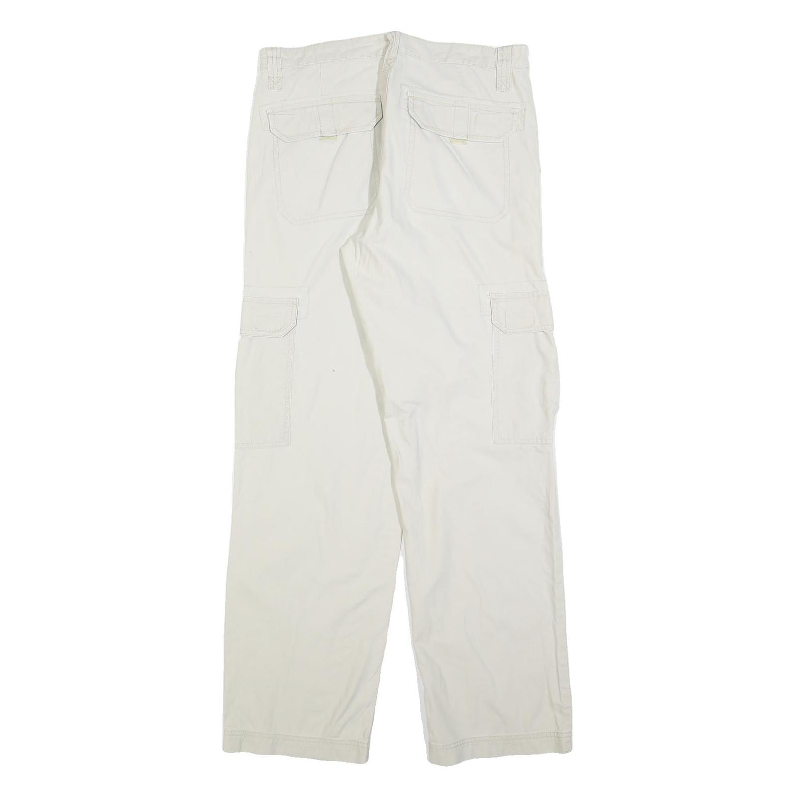 BIAGGINI Mens Regular Fit Cream & Beige Cargo Trousers W32 L32 Cotton Blend Zip