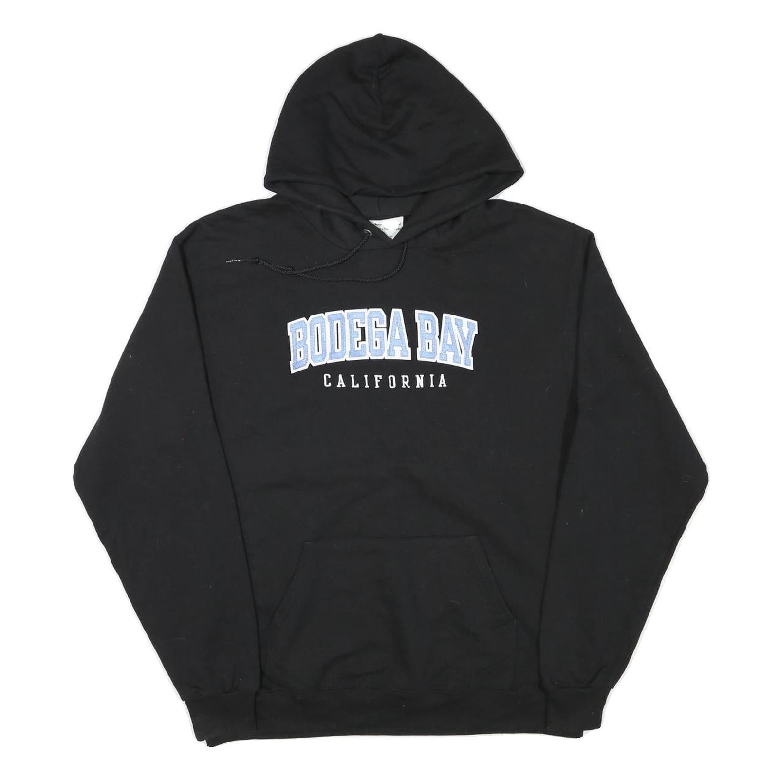 CHAMPION Mens Black Bodega Bay California Pullover Hoodie L Cotton Blend Casual