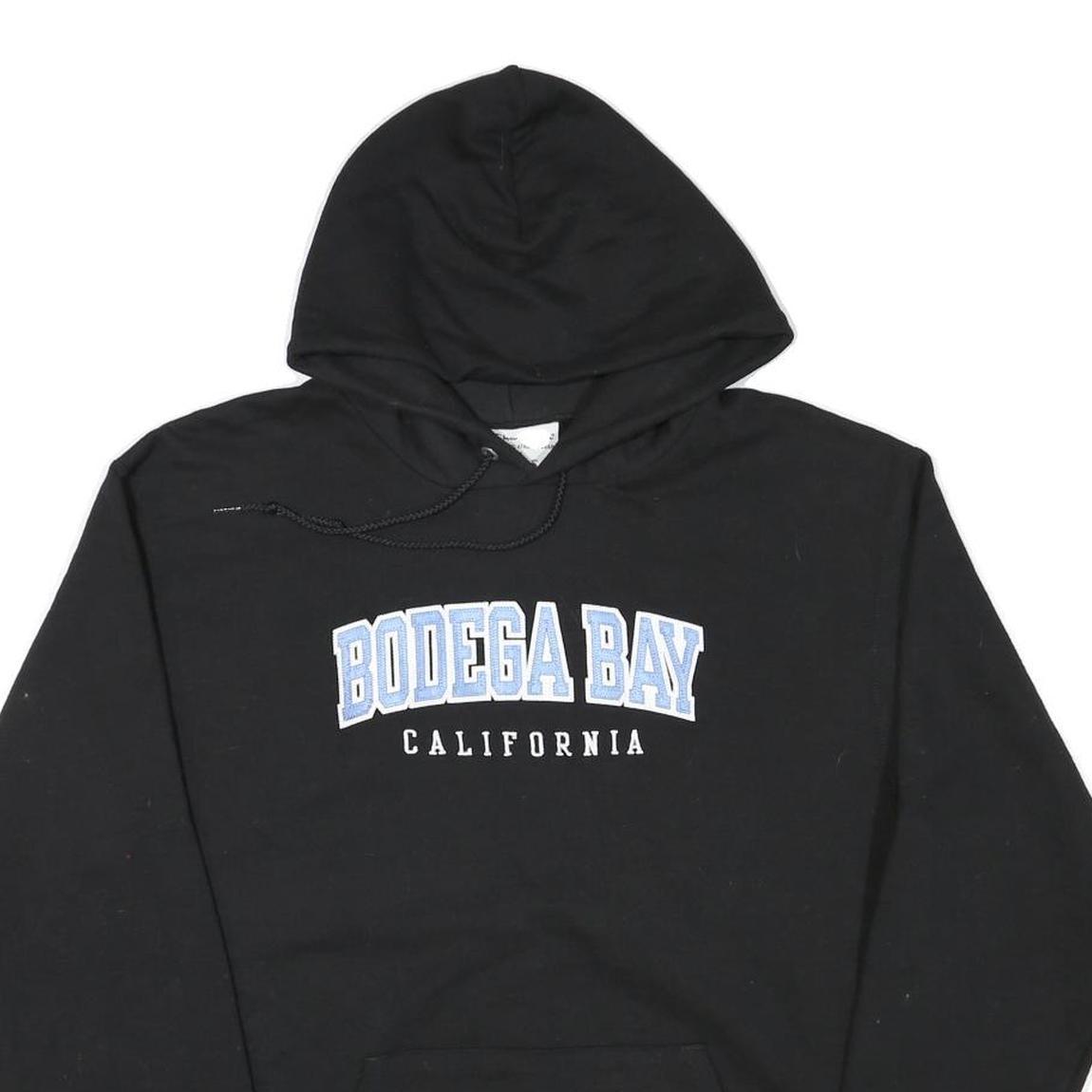 CHAMPION Mens Black Bodega Bay California Pullover Hoodie L Cotton Blend Casual
