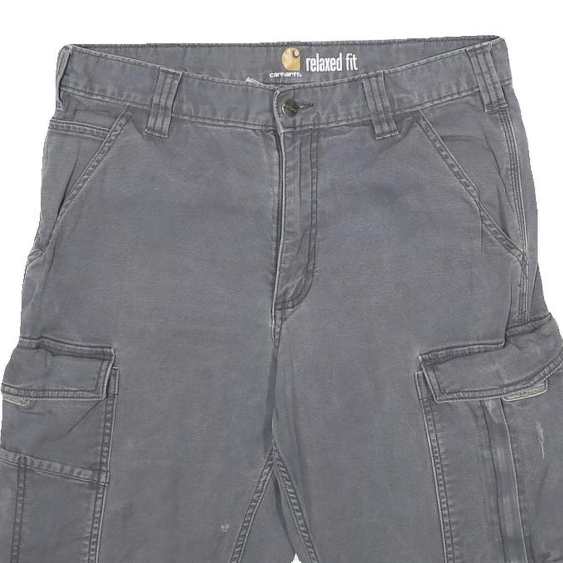 CARHARTT Mens Grey Cargo Shorts M W32 Relaxed Fit Cotton Blend