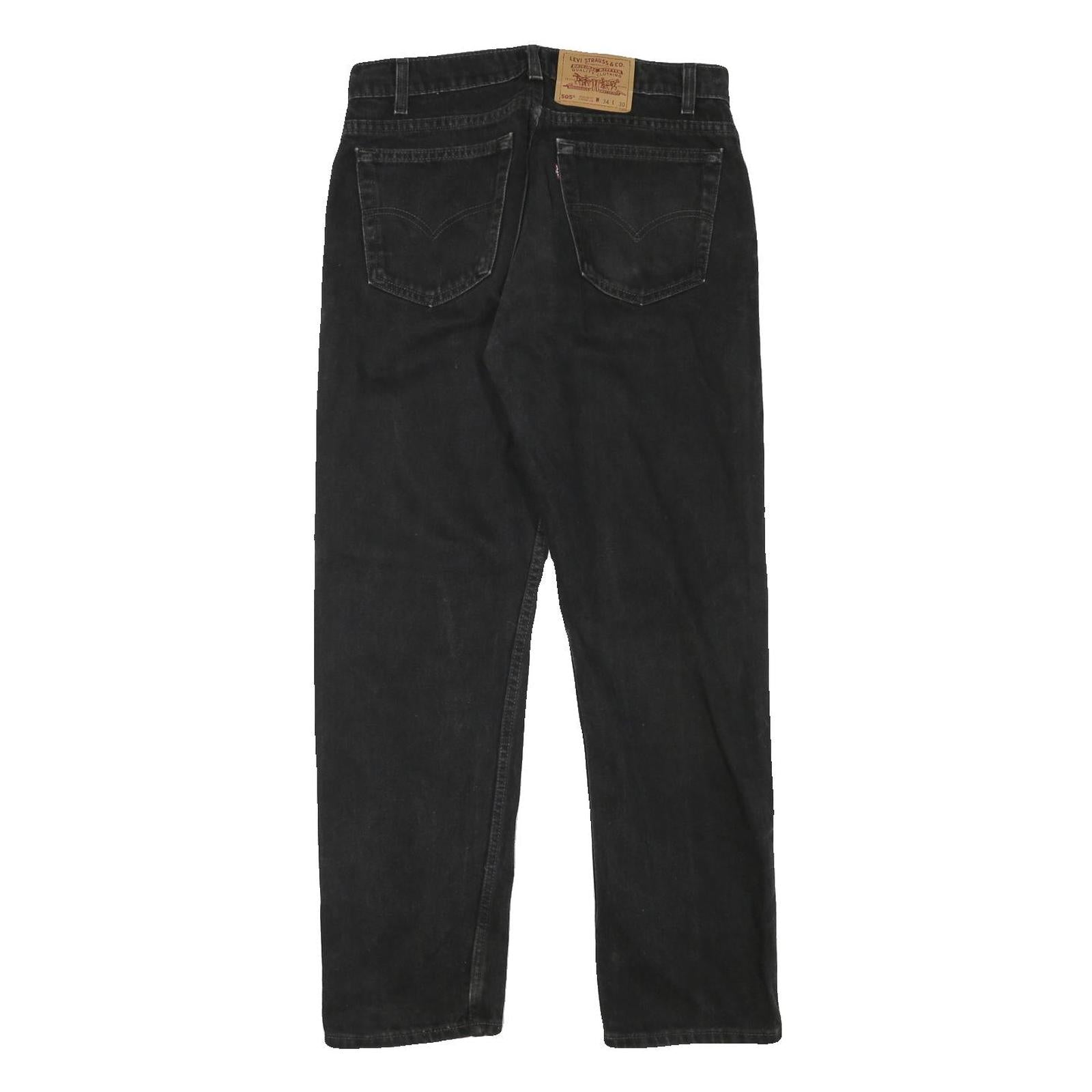 LEVI'S 505 Mens Jeans Black Regular Straight Denim Rinse W31 L29 Classic Fit