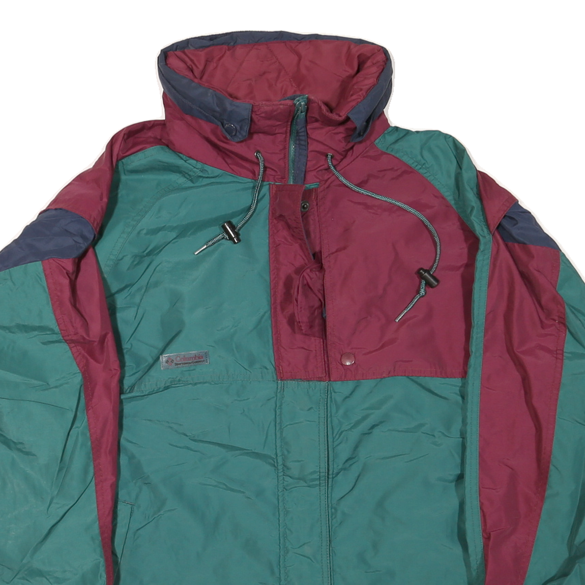 COLUMBIA Womens Green & Maroon Outdoor Jacket XL Polyester Blend Zip