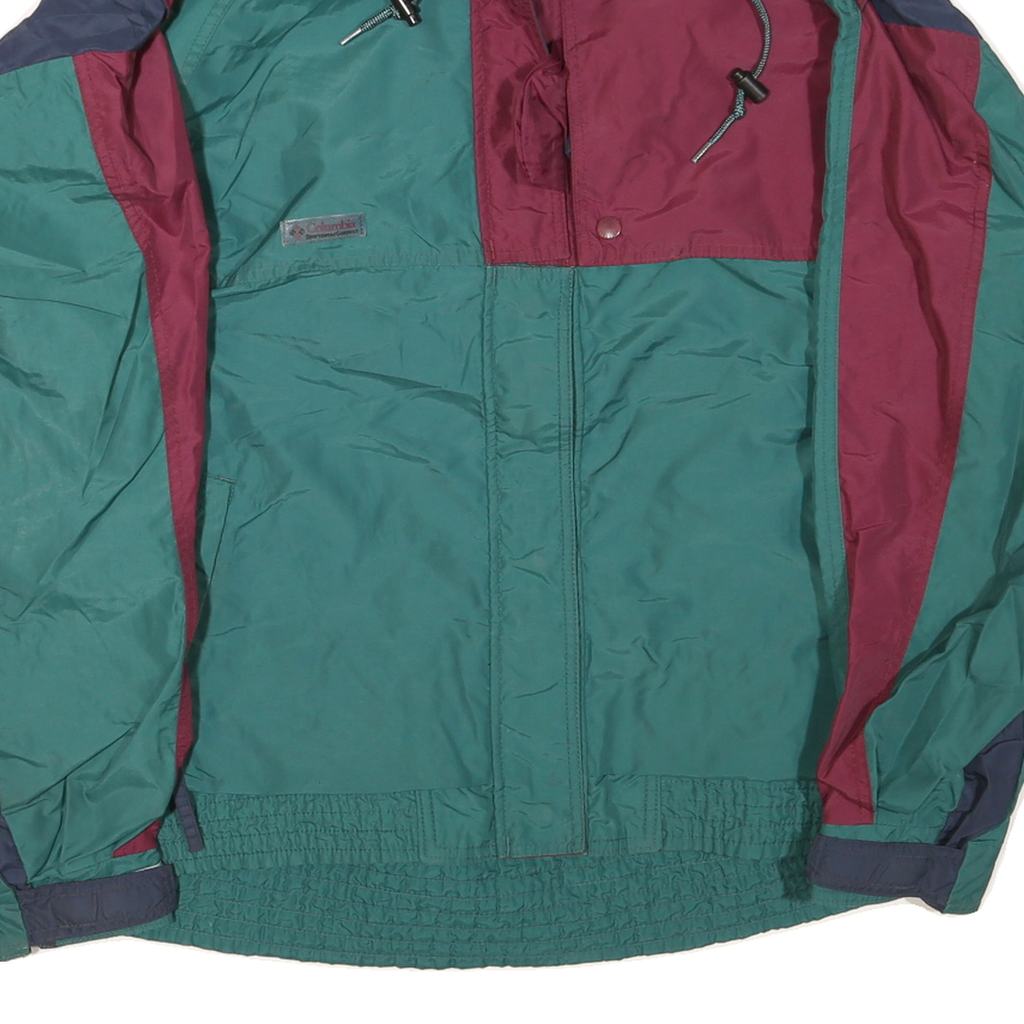 COLUMBIA Womens Green & Maroon Outdoor Jacket XL Polyester Blend Zip