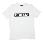 HUGO BOSS Mens White Cotton Blend Graphic T-Shirt S Short Sleeve Crew Neck