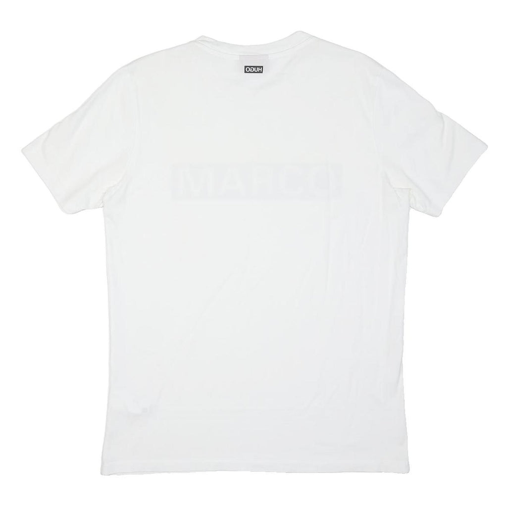 HUGO BOSS Mens White Cotton Blend Graphic T-Shirt S Short Sleeve Crew Neck