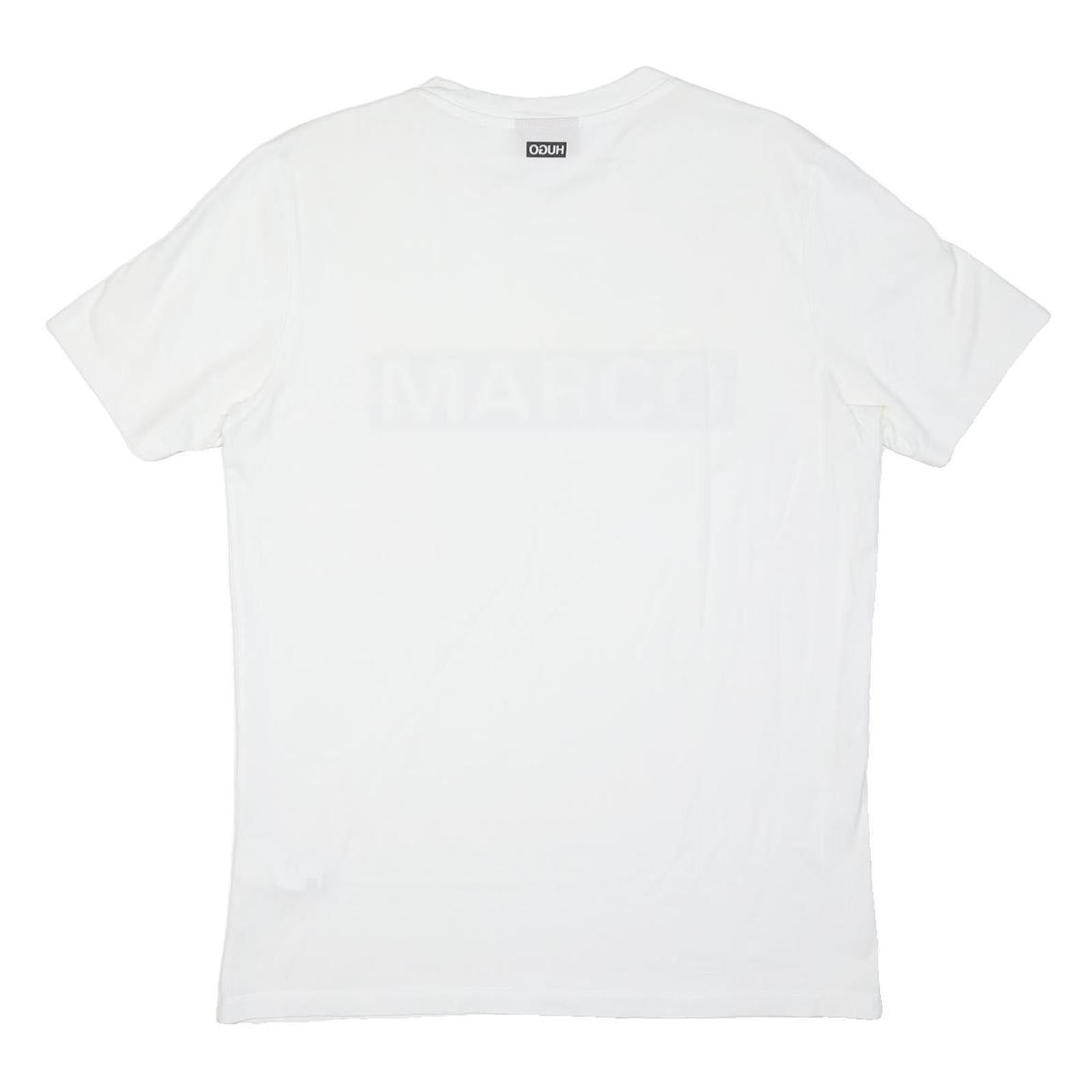 HUGO BOSS Mens White Cotton Blend Graphic T-Shirt S Short Sleeve Crew Neck