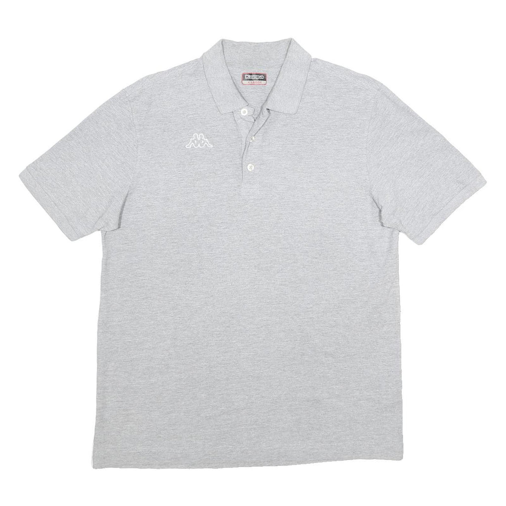 KAPPA Mens Grey Short Sleeve Plain XL Polo Shirt Cotton Casual Sportswear