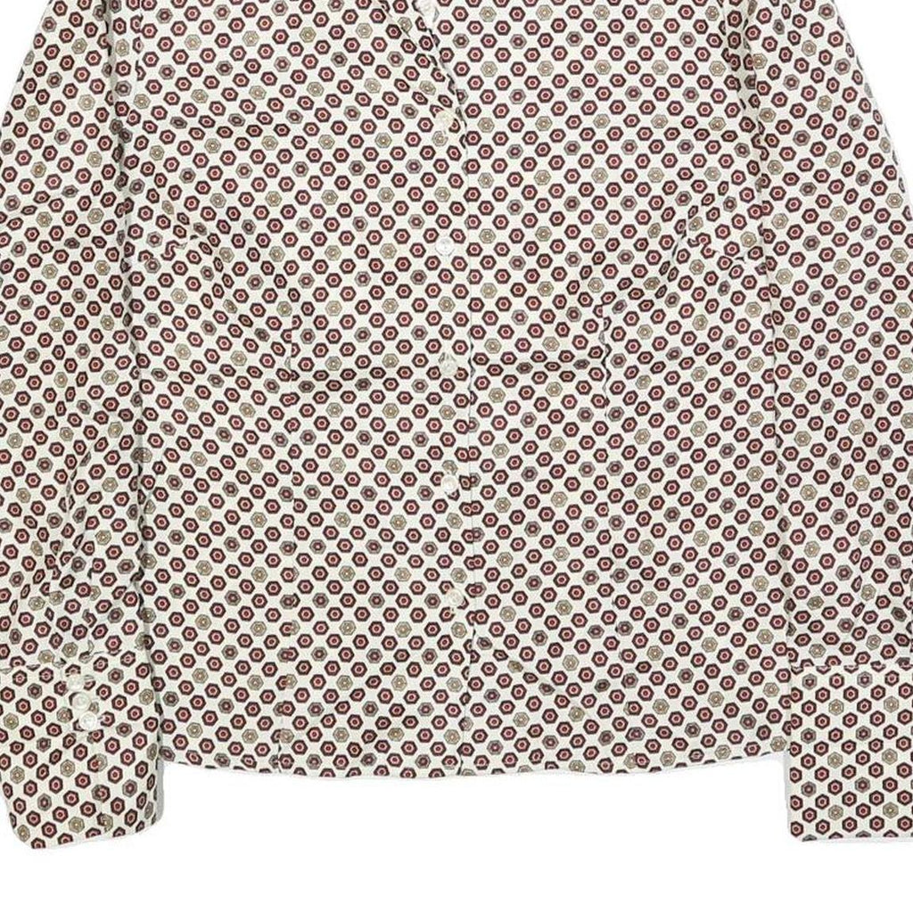 GOOG CLOTHES Womens White & Burgundy Patterned Shirt M Geometric Print Long