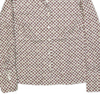 GOOG CLOTHES Womens White & Burgundy Patterned Shirt M Geometric Print Long